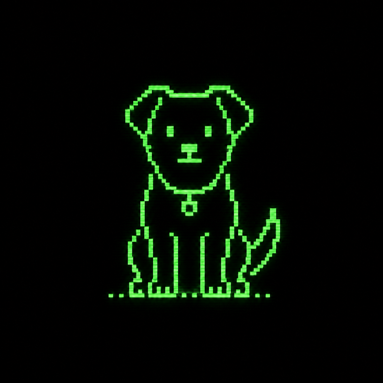 Pixel-art watchdog sitting quietly